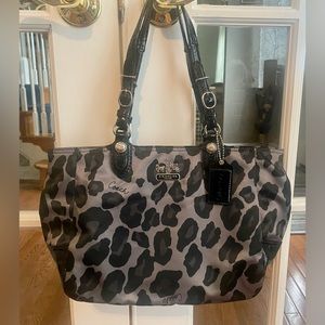 Coach Leopard Print Tote Bag - Black and Gray